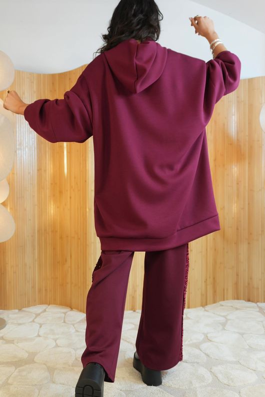 Soft Tech Jersey Oversized Hoodie Burgundy
